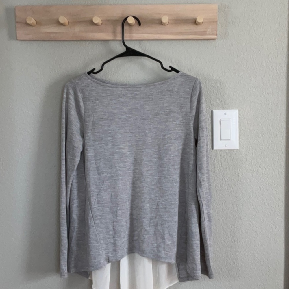 Grey and Cream Long Sleeved Dressy Shirt
